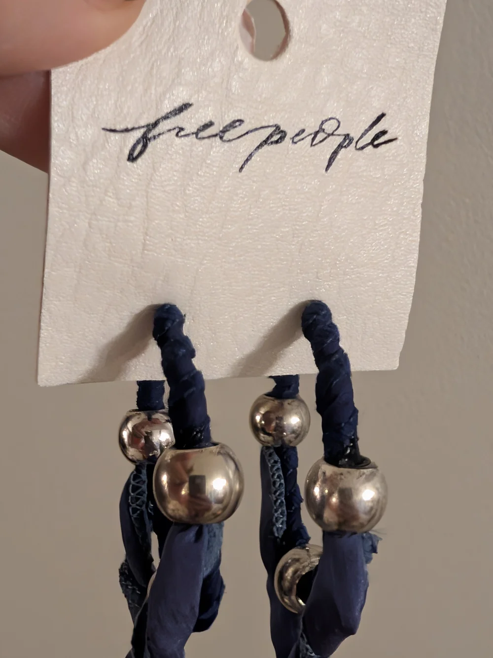 Free People Navy Beaded Rope Drop Earrings